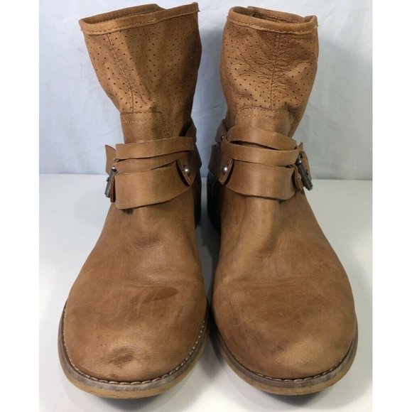 Marc Fisher Womens Rosan Ankle Boots Brown Buckle Perforated Pull On 5.5 M - Picture 7 of 10